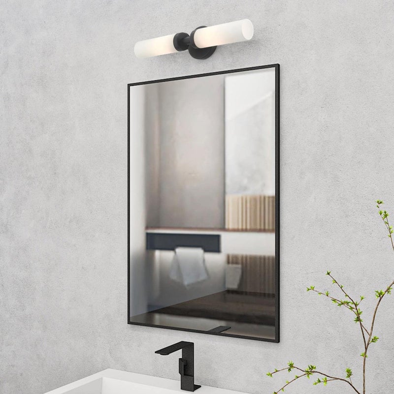 Livex Lighting 10104-04 Aero Collection ADA 2-Light Bathroom Vanity Light with Satin Opal White Glass Cylinder Shades, Black, 18 x 4.25 - Image 3